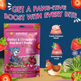 Petoska Dog Treats – Chicken & Strawberry, 100g | Heart Treats